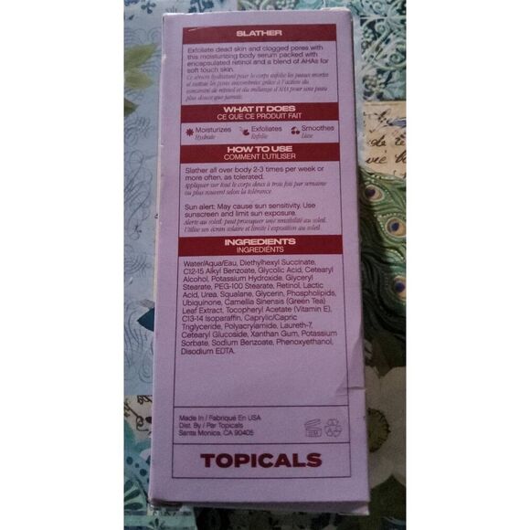 BNIB~SLATHER TOPICALS Exfoliating Body Serum~5 fl. oz.~$30 Retail~ - Picture 3 of 3